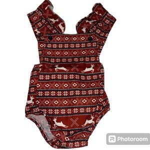 5/$30 🎈 Canis baby fair isle holiday romper size 80